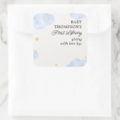 Baby's Eerste Bibliotheek Bookplate Blauwe Wolken Vierkante Sticker (Tas)