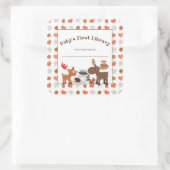 Baby's eerste Bibliotheek, houten dierenboekenplaa Vierkante Sticker (Tas)