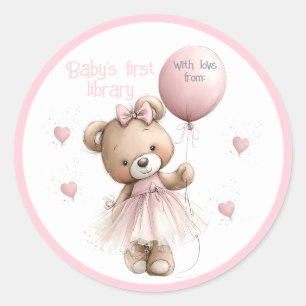 Baby's Eerste Bibliotheek Sticker Roze Teddybeer