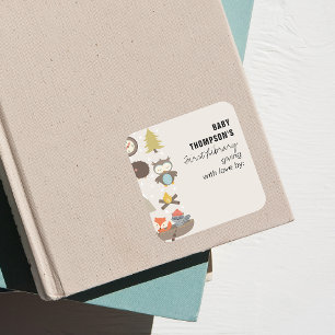 Baby's eerste bibliotheekreferentie-avontuur vierkante sticker