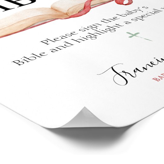 Baby's eerste bijbelse Baby shower Poster (Hoek)