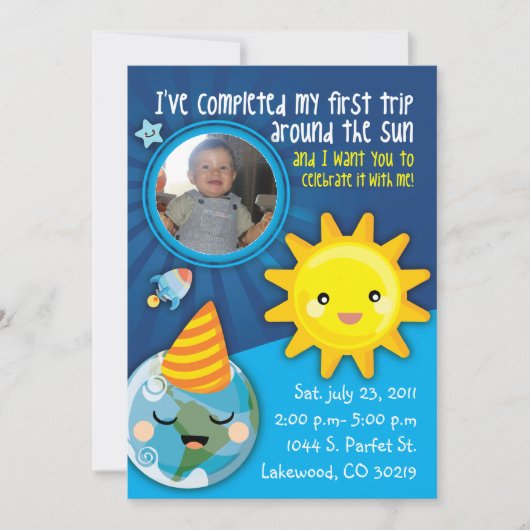 BABYS EERSTE BIRTHDAY-INVITATIE KAART (Voorkant)