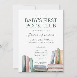 Baby's eerste boek Club Baby shower uitnodiging