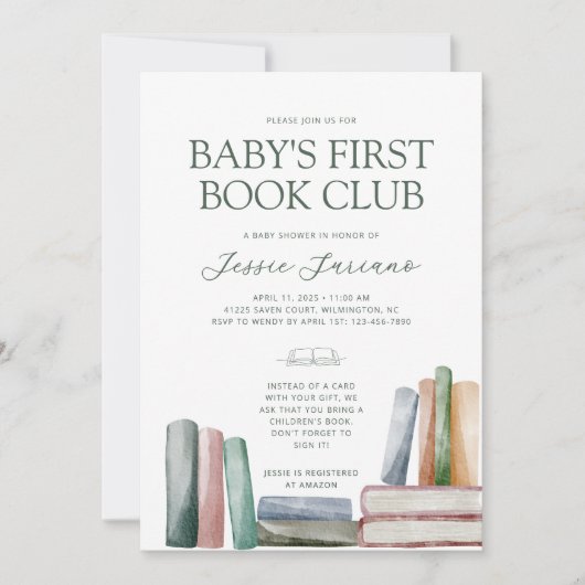 Baby's eerste boek Club Baby shower uitnodiging (Voorkant)