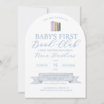 Baby's eerste boek Club Baby shower uitnodiging
