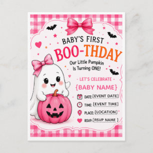 Baby's eerste Boo-verjaardags Halloween-feestje Briefkaart