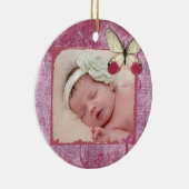 Baby's eerste Burgundy Butterfly-Ornament voor Ker Keramisch Ornament (Rechts)