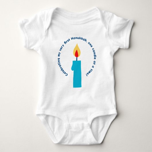 Baby's eerste Chanoeka-kaars Schattige Funny Baby  Romper (Voorkant)