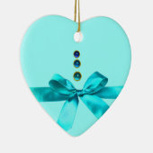 BABY'S EERSTE CHRISTMAS Blue Ribbon Baby Boy Heart Keramisch Ornament (Rechts)