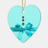 BABY'S EERSTE CHRISTMAS Blue Ribbon Baby Boy Heart Keramisch Ornament (Links)