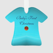 BABY'S EERSTE CHRISTMAS Blue Ribbon Baby Boy Ornament (achterkant)
