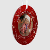 BABY'S EERSTE CHRISTMAS Butterfly Foto Red Ornament (voorkant)