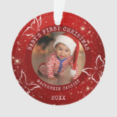 BABY'S EERSTE CHRISTMAS Butterfly Foto Red Ornament (voorkant)