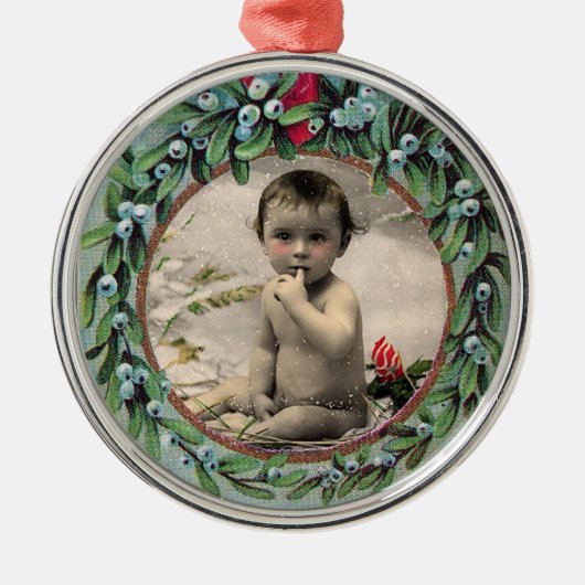 BABY'S EERSTE CHRISTMAS FOTO-TEMPLATE METALEN ORNAMENT (Voorkant)