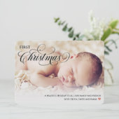 Baby's eerste Christmas Heart Flat Holiday Kaart (Staand voorkant)