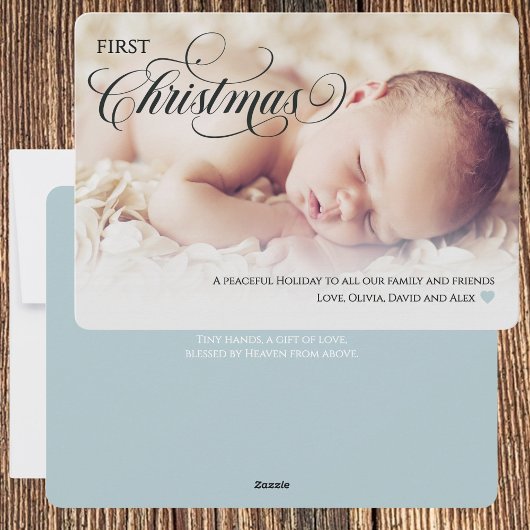 Baby's eerste Christmas Heart Flat Holiday Kaart