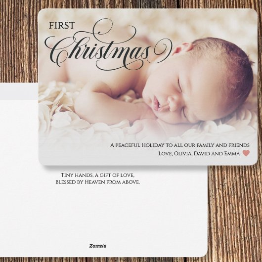 Baby's eerste Christmas Heart Flat Holiday Kaart
