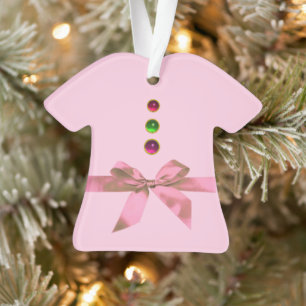 BABY'S EERSTE CHRISTMAS Pink Ribbon Baby Girl Ornament