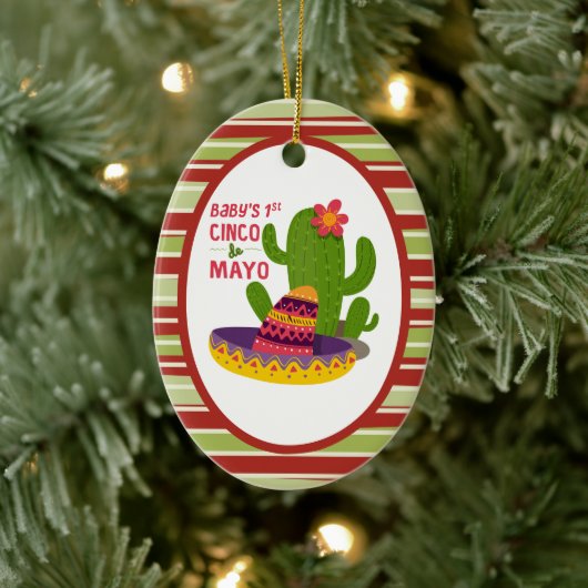 baby's eerste Cinco de mayo Keramisch Ornament (Boom)