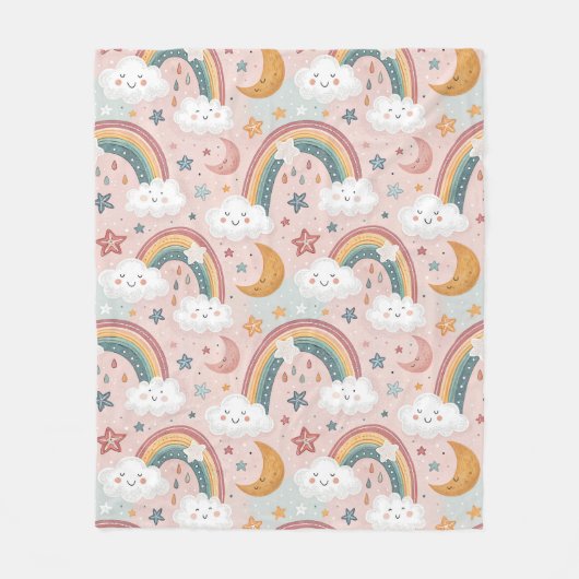 Baby's eerste deken Pastelregenbogen & Knuffels (Voorkant)