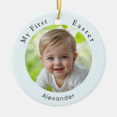 Baby's eerste Easter Elegant Foto Keepsake Blue Keramisch Ornament (Voorkant)