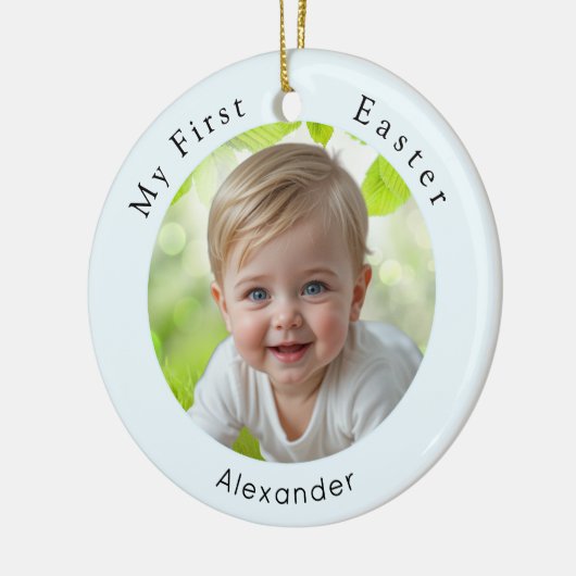 Baby's eerste Easter Elegant Foto Keepsake Blue Keramisch Ornament (Links)