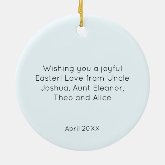 Baby's eerste Easter Elegant Foto Keepsake Blue Keramisch Ornament (Achterkant)