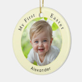 Baby's eerste Easter Elegant Foto Keepsake Geel Keramisch Ornament (Links)