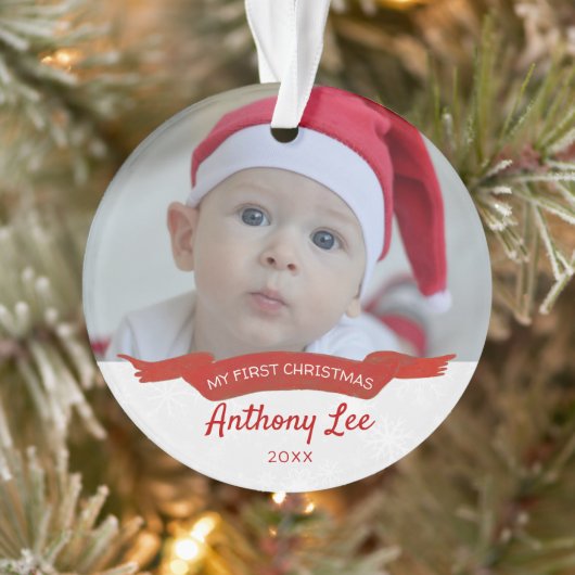 Baby's eerste eenvoudige kerstfotobanner ornament (Boom)