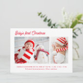 Baby's eerste eenvoudige kerstvakantie geboorte aankondiging (Staand voorkant)