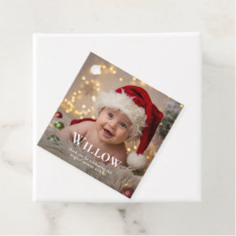 Baby's eerste elegante kerstfoto Keepsake Bedankjes Labels