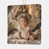 Baby's eerste Fairy Christmas Photo Keepsake Gift Keramisch Ornament (Links)