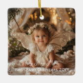 Baby's eerste Fairy Christmas Photo Keepsake Gift Keramisch Ornament (Voorkant)
