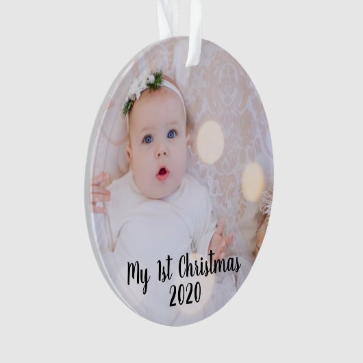 Baby's eerste gepersonaliseerde kerst ornament (voorkant)