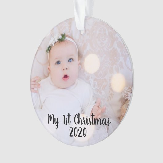 Baby's eerste gepersonaliseerde kerst ornament (voorkant)