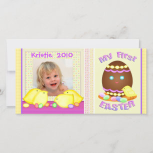 Baby's eerste gepersonaliseerde Pasen-fotokaart Feestdagenkaart