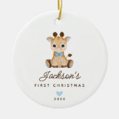 Baby's eerste Giraffe kerstjongen Keramisch Ornament (Voorkant)