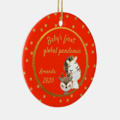 Baby's eerste Global Pandemic 2020 Zebra Gold Keramisch Ornament (Rechts)