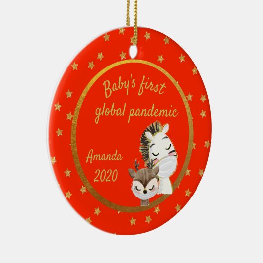Baby's eerste Global Pandemic 2020 Zebra Gold Keramisch Ornament (Rechts)