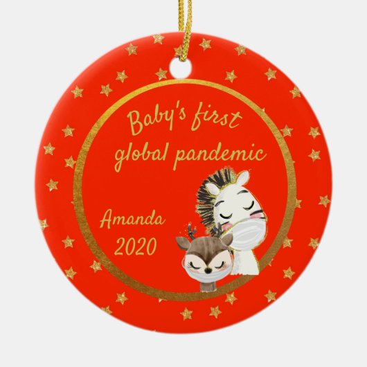 Baby's eerste Global Pandemic 2020 Zebra Gold Keramisch Ornament (Voorkant)