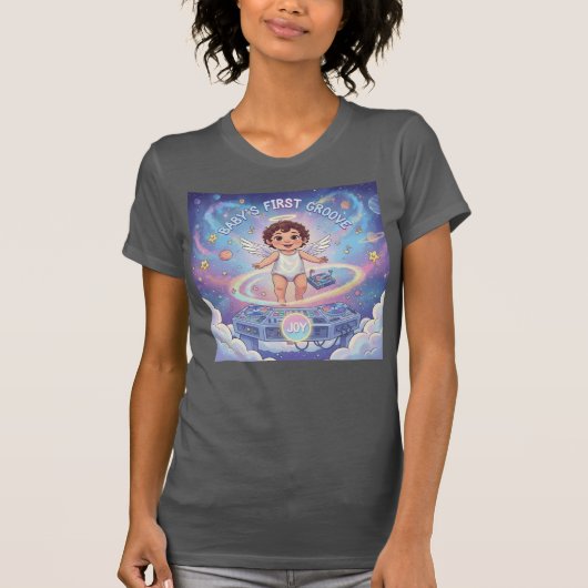 Baby's Eerste Groove — Engelen DJ van Vreugde T-shirt (Voorkant)