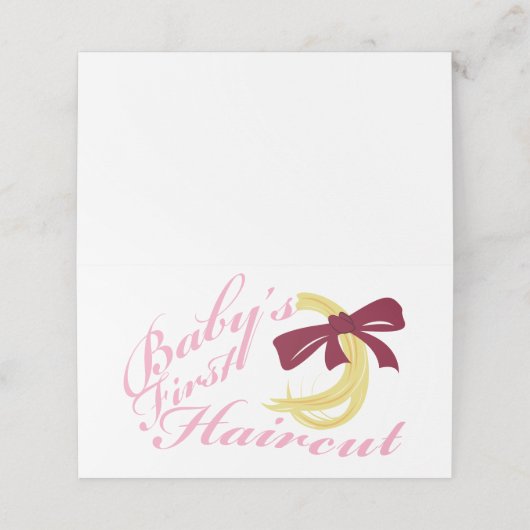 Baby's eerste haircut plaatskaartje (Buitenkant ongevouwen)