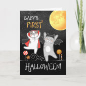 Baby's eerste halloween dansende katten feestdagen kaart (Voorkant)