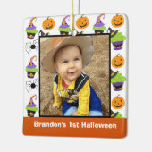 Baby's eerste Halloween Foto Cute Personalized Keramisch Ornament (Links)