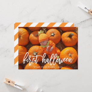 Baby's eerste Halloween-fotokaart Kaart