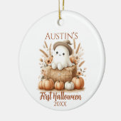 Baby's eerste Halloween-geest met pompoenen Keramisch Ornament (Links)
