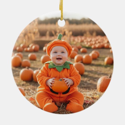 Baby's eerste Halloween-geest met pompoenen Keramisch Ornament (Achterkant)