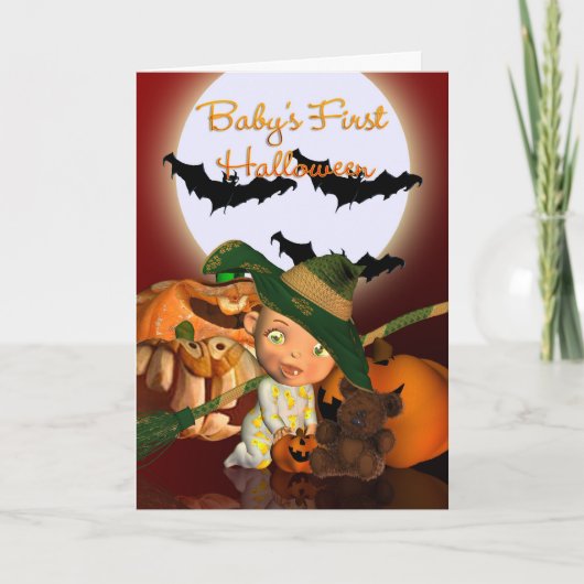 Baby's eerste Halloween met vleermuizen en pompoen Kaart (Voorkant)