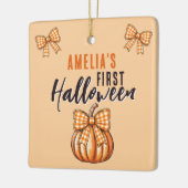 Baby's Eerste Halloween Pompoen Boog Keramisch Ornament (Links)