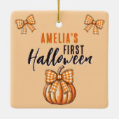Baby's Eerste Halloween Pompoen Boog Keramisch Ornament (Achterkant)